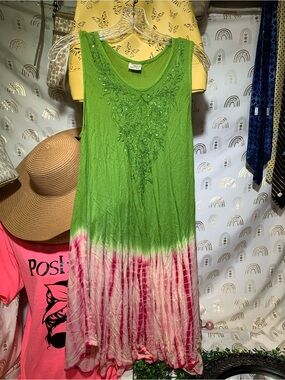 Advance Apparels Green Embellished Tank Top